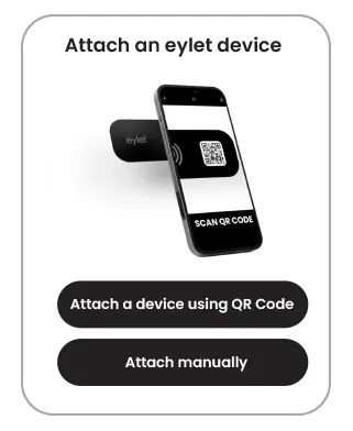 Attach device screen with QR option